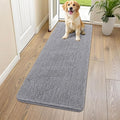 Smiry Dog Door Mat for Muddy Paws 59x20, Absorbent Dirt Trapper, Non-Slip Washable Chenille Entryway Rug for Inside Floor, Grey, Classic Solid