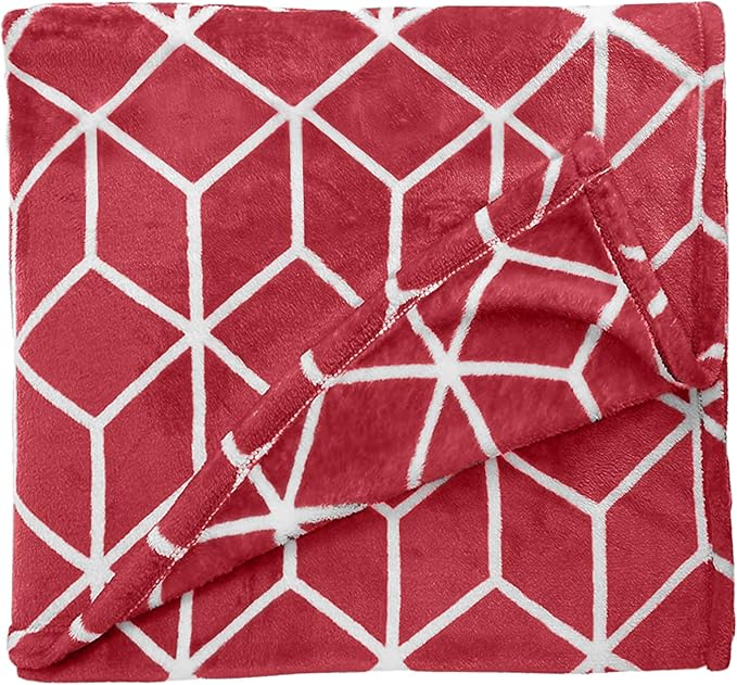 Elegant Comfort Luxury Velvety-Soft Coral Flannel Blanket Micro-Velour Ultra-Softness Fuzzy Plush, Twin/Twin XL, Burgundy