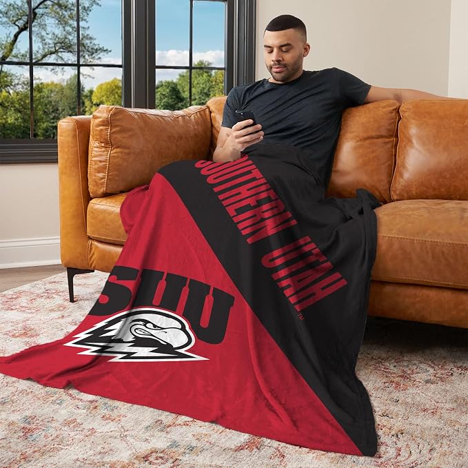 Northwest NCAA Silk Touch Throw Blanket, Ultra Soft Plush Polyester, Lightweight Warm Decorative Fan Gift, 46 x 60 in