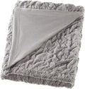 Comfort Spaces Ruched Throw Set Faux Fur Blanket for Sofa, 50 x 60, Grey | Plush, OEKO-TEX Certified