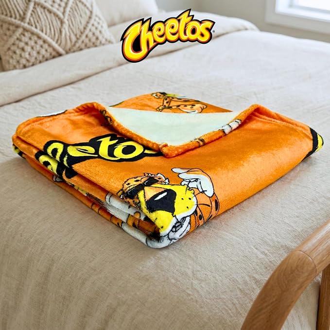 Cheetos Chester Cheetah Fluffy Throw 46 in x 60 in – Soft Plush Lightweight Blanket for Couch, Bed & Travel, (Officially Licensed Product) by Franco
