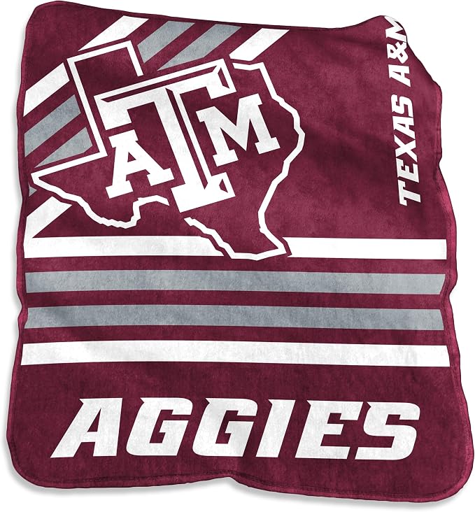 Logo Brands NCAA Raschel Throw Blanket – 50 x 60 Soft Fleece Blanket, Officially Licensed Collegiate Design, Cozy Throw for Tailgating, Game Day, & Home Décor
