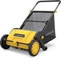 Push Lawn Sweeper Yard Leaf Collector 21" Leaves Picker for Grass Cleanup | Large 103L Hopper Bag Adjustable Sweeping Height Easy Storage Design Picksup Leaves Grass Clippings and Small Twigs
