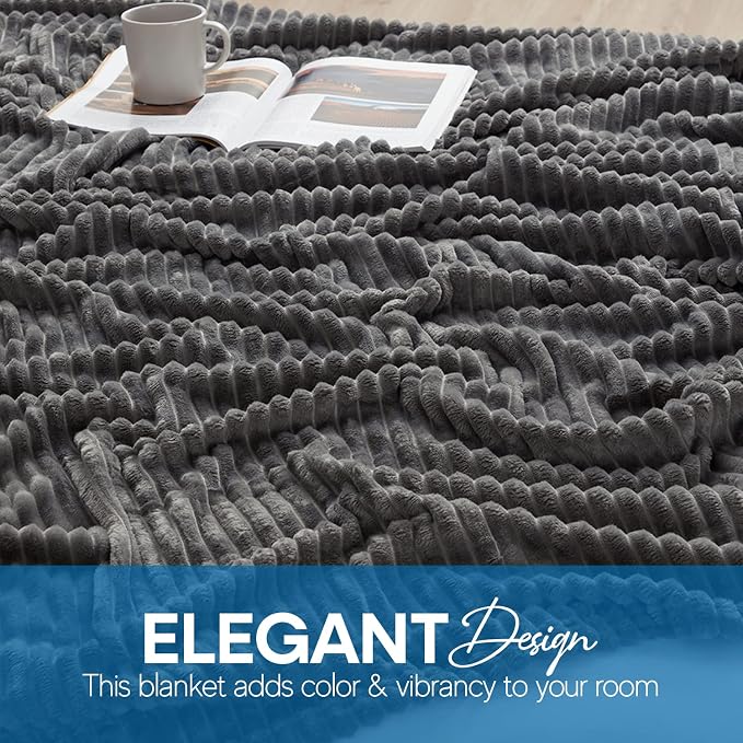 Nestl Grey Throw Blanket for Couch - Cozy Warm Fuzzy Blankets for Women, Set of 2 Small Fleece Throws for Girls - Gray, 50 x 60 Inches