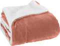 Elegant Comfort Luxury Ultra-Plush Velvet Touch Fleece Throw Soft, Warm, Cozy| Micromink Sherpa-Backing Reversible Blanket for Bed, Sofa and Couch, Solid Coral