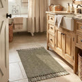 Collive Boho Bathroom Rug 2' x 3', Modern Farmhouse Rugs for Entryway Moss Green Washable Kitchen Mat, Hand-Woven Low Profile Front Door Mat Reversible Porch Carpet for Laundry Bedroom Decor