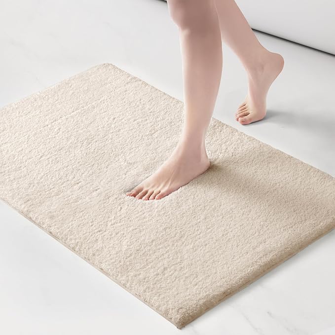 Madison Park Marshmallow Super Soft & Absorbent Bath Rug, 24 x 40, Natural | Non slip Backing, Spa Quality Luxurious Plush Bath Mat for Bathroom, Quick Dry, OEKO TEX
