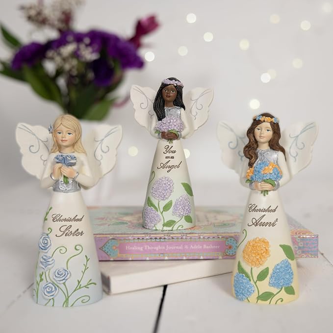 Pavilion Gift Company - Cherished Aunt - 5" Angel Figurine Floral Spring Home Decor from Niece Nephew Present