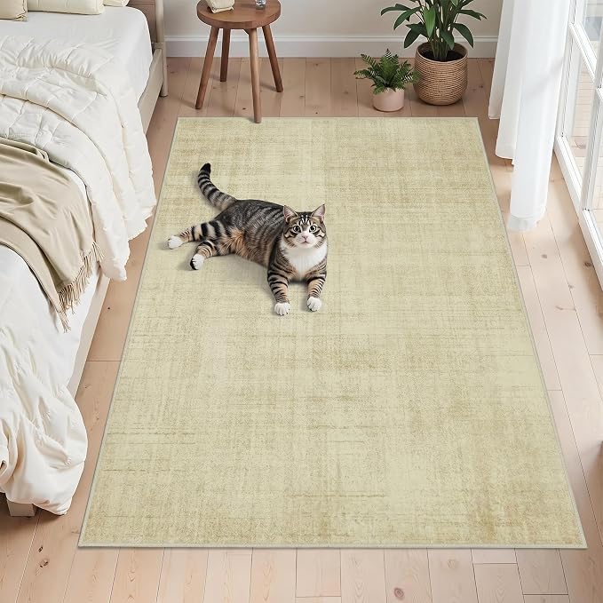 Joydeco 3x5 Area Rugs for Living Room Classic, Beige | Non Slip Machine Washable Neutral Low Pile for Bedroom Dining Room Home Office Pet & Child Friendly