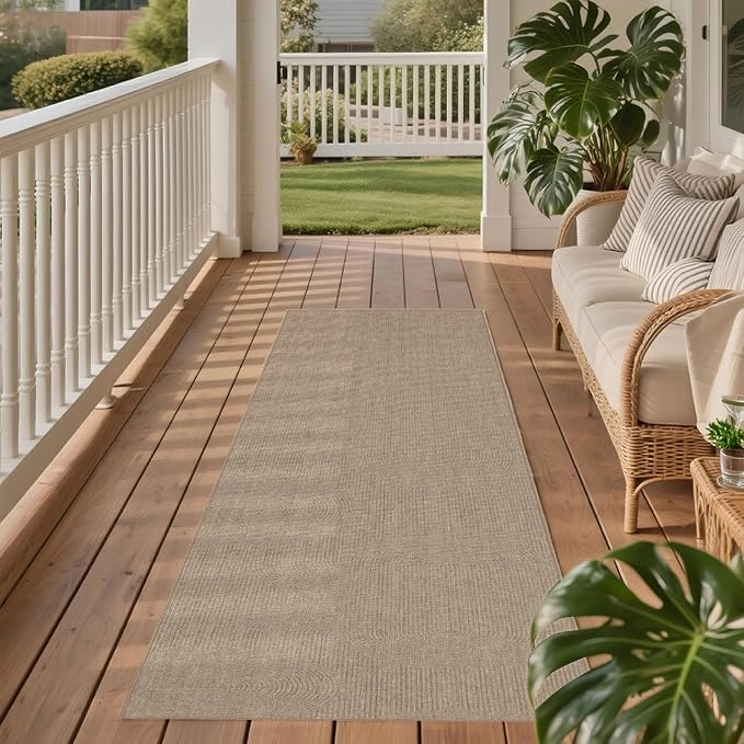 Non-Slip Jute Rug for Entryway: 2x6 Outdoor Mat - Swirl Curved Pattern | Safe Walking for Family All Day and Help with Cutting Slip Falls by 70%