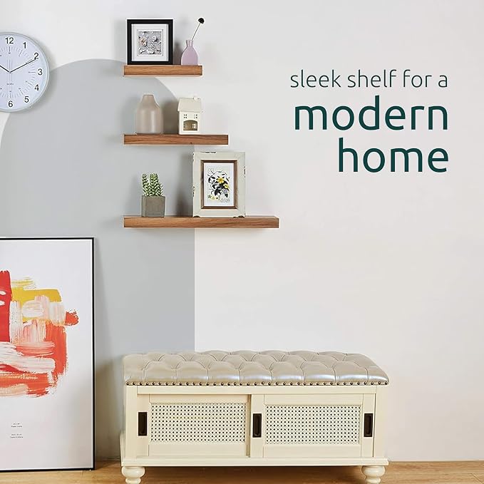 Kiera Grace Stockholm Maine Floating Shelves for Wall, MDF Display Shelves, Easy to Assemble, Ideal for Home Decor, 12"/16"/24" W x 5" D x 1.5" H, Gallant Gray, Pack of 3