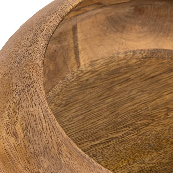 Bloomingville Modern Round Wood Bowl, Natural Finish