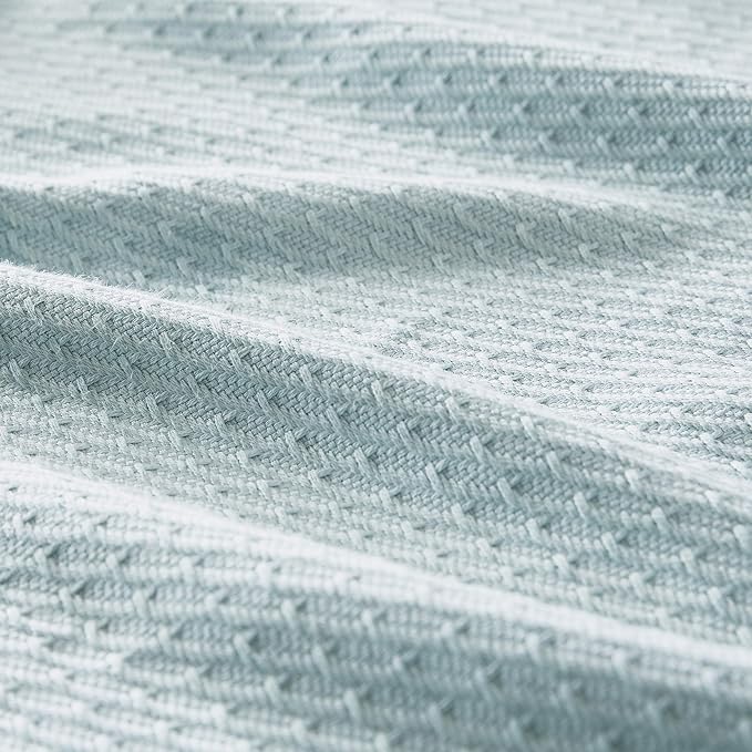 Madison Park 100% Egyptian Cotton Twin Bed Blanket for Summer Light Blue | Cozy Soft Breathable Durable, Waffle Weave Woven Casual, Lightweight Knit All Season Throw for Bed Couch or Sofa, OEKO TEX