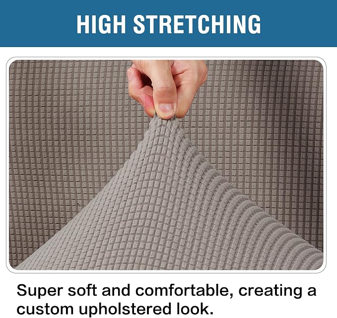 H.VERSAILTEX Ottoman Cover Slipcover Rectangle Fit Length 35"-45" Footrest Sofa Slipcovers Stool Cover Footstool Protector Covers Feature Stretch Thick Soft Jacquard Fabric Removable Washable - Taupe