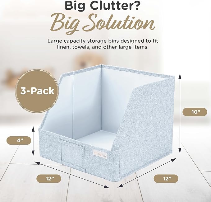 VIVIDECOR Open Front Trapezoid Closet Bins, Closet Storage Organizer for Shelves