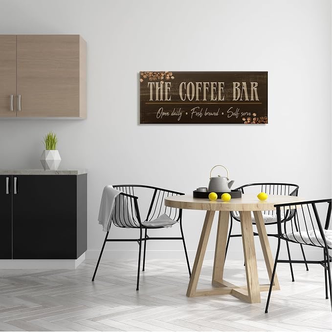 Stupell Industries 'Rustic Coffee Bar Sign'| Canvas Art | Stupell Industries | 40 x 17 Inches, Easy to Hang and Sturdy, Made in USA, by Kim Allen