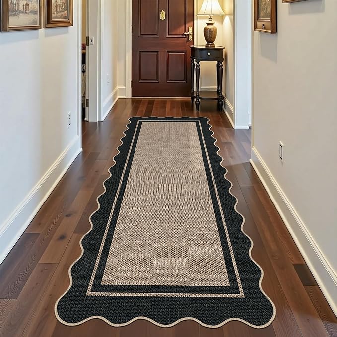 Easy Jute Runner Rug 2x6, Brown Indoor Outdoor Carpet, Washable Non-Slip Floor Mat for Entryway Hallway Kitchen Porch