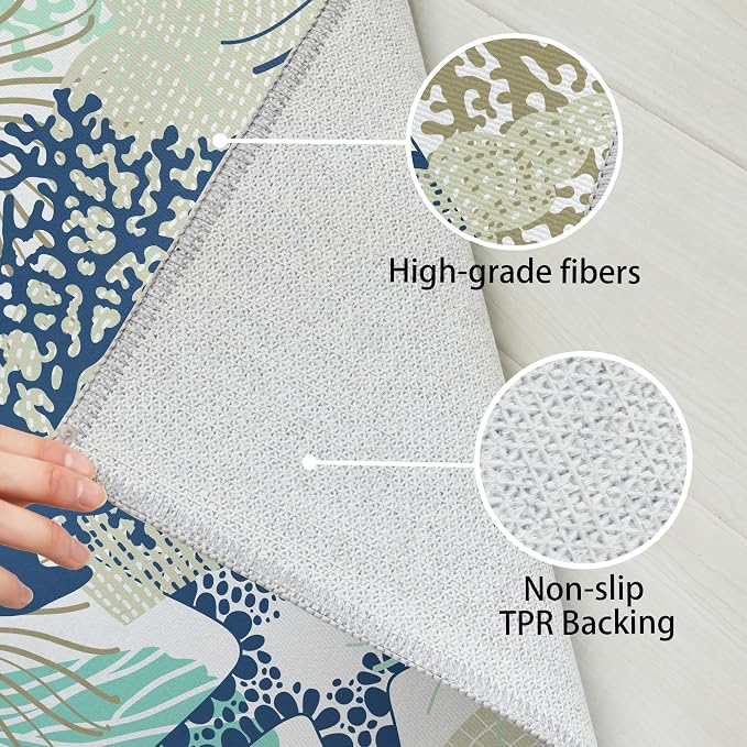 Tritard Coastal Area Rugs Nautical Beach Themed Non-Slip Machine Washable Rugs Modern Floor Carpet for Living Room Bedroom, 3x5, Navy