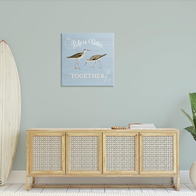 Coastal Sandpiper Love Nautical, 30 x 30 Inch Canvas Wall Art | Stupell Industries · By Katie Pertiet · Ready to hang · Charming gift for coastal spaces · Made in USA
