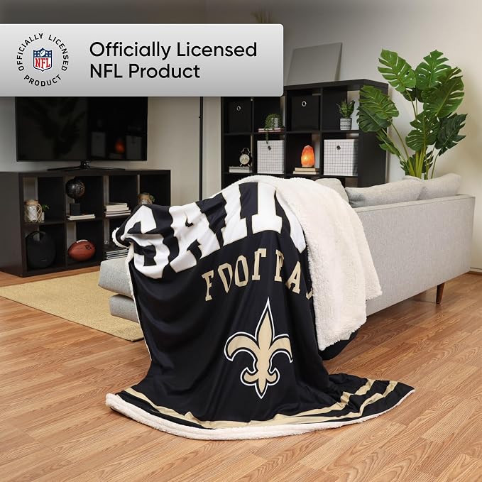 FOCO New Orleans Saints NFL Team Property Of Sherpa Fleece Blanket