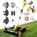 Cordless Lawn Mower (Compatible with DEWALT Battery), 1000W Brushless String Trimmer & Wheeled Edger Combo Kit, with 3-Position Cutting Height & LCD Display, Electric Weed Wacker for Garden(Tool Only)
