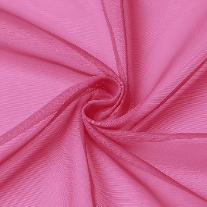 Extra Long Sheer Hot Pink Curtains for Bedroom Living Room 108 Inches Long 2 Panels Set, Solid Soft Light Filtering Rod Pocket Sheer Window Curtains, Hot Pink, Each 42" Wx108 L Inch