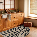 Easy Jute Rug 2.6x5Ft Half Round Zebra Stripe Carpet for Farmhouse Bedroom Entrance, Nonslip Half Circle Thin Neutral Floor Mat for Living Room Patio Kids Room Kitchen, Indoor Outdoor, Black 5