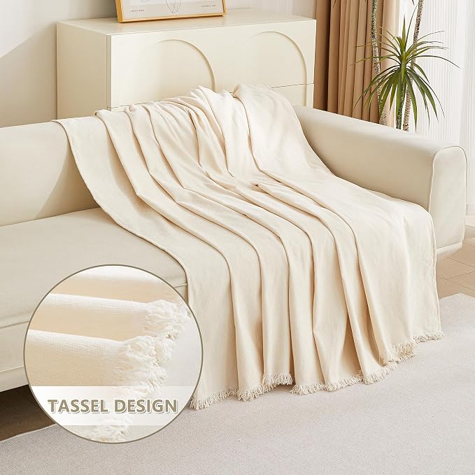 MYSKY HOME Couch Cover for Pets, Beige Couch Covers for 3 Cushion Couch Sofa, Couch Covers Sectional L Shape Chenille Couch Cushion Covers for Pets, Throw for Dogs, Kids, 71" X150"