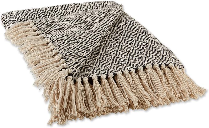 DII Diamond Throw Collection Cotton Woven, 50x60, Black