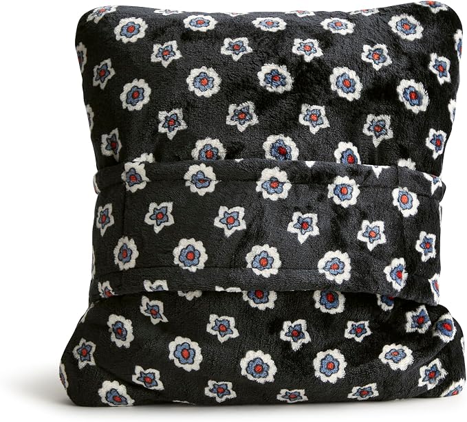 Vera Bradley Women's Fleece Plush Throw Blanket, Mini Flower Dot Black, One Size