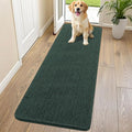 Smiry Dog Door Mat for Muddy Paws 70x24, Absorbent Dirt Trapper, Non-Slip Washable Chenille Entryway Rug for Inside Floor, Green, Classic Solid