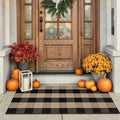 OJIA Buffalo Plaid Checkered Rug 24"x51" Fall Front Door Mat Outdoor Rugs | Black Tan Washable Door Mats Outdoor Entrance Woven Welcome Mat Indoor Outdoor Farmhouse Layered Doormats for Porch Entryway