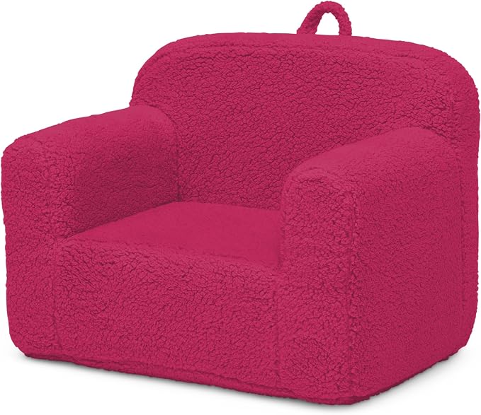 Delta Children Sherpa Cozee Chair - Foam Kids Chair for Ages 18 Months and Up, Hot Pink