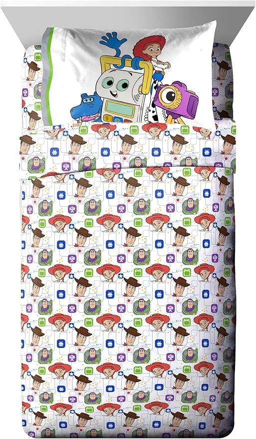 Jay Franco Kids Comforter Set Includes Sheets and Pillow Covers - Soft and Cozy Bed Set for Stylish Room Decor, Official Licensed Bedding, Grey - Toy Story, 5 Piece Twin