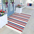KILOCOCO 250th Anniversary Patriotic Striped Rug 4x6 ft, Red Blue White | Washable Front Door Rug, Woven Welcome Mat for Front Porch, Outdoor Rug for Memorial Day, Indoor Independence Day Decor