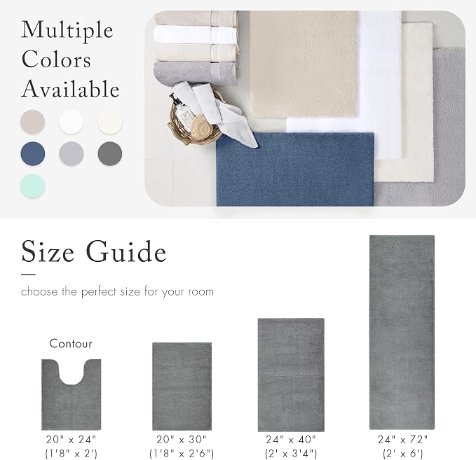 Madison Park Marshmallow Super Soft Toilet Rug, Contour, Grey | Non slip Backing, Spa Quality Luxurious Plush Bath Rug for Bathroom, Quick Dry, OEKO TEX, U Shaped
