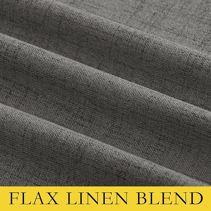 NICETOWN Grizzle Gray Vintage Linen 100% Blackout Curtains for Living Room, Thermal Insulated Curtains 48" Long, Noise Reducing Window Treatment Drapes for Hall Room, 52" Wide Per Panel, Set of 2