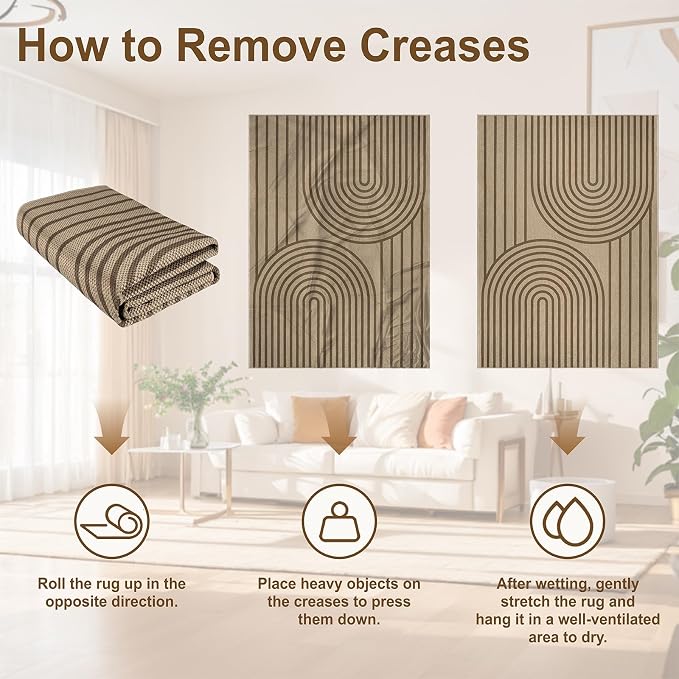 Faux Jute Rugs for Entryway, 3' x 5' Indoor Outdoor Rug, Brown Farmhouse Washable Ultra-Thin Non-Slip Area Rug for Foyer, Backdoor, Living Room, Kitchen, Bedroom, Balcony
