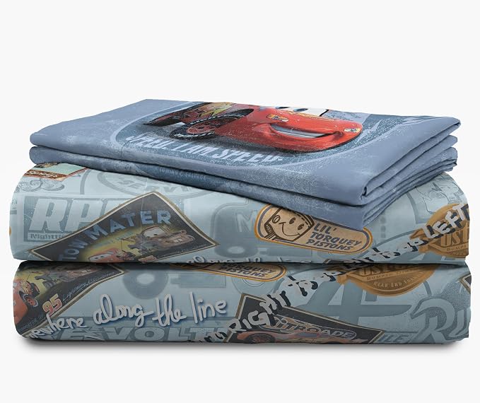 Jay Franco Kids Sheet Set with Fitted, Flat Sheets & Pillow Cover - Ultra-Soft Bedding with Pillowcase for Room Decor, Multi - Cars, 4 Piece Full