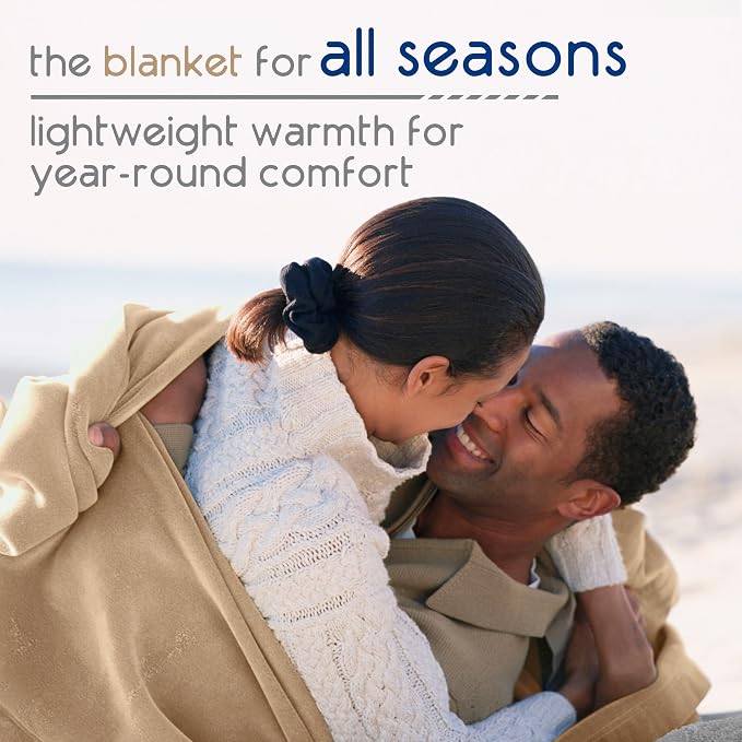 Vellux Original Blanket, King Size, 108x90, Beige | Soft Nylon Insulated, Lightweight, Machine Washable, All Season, Pet Friendly, Wont Pill or Lint