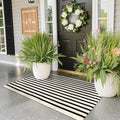 Collive Black and White Outdoor Rug Door Mat 24"x 51", Cotton Woven Striped Front Doormat, Washable Front Porch Outdoor Decor for Farmhouse Front Door Layered Kitchen Porch