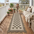 Garvee Easy Jute Scalloped Outdoor Runner Rug, 2x6 Washable Kitchen Rugs Non Slip Carpet Runners for Hallway 6ft, Checkered Farmhouse Non Shedding Lightweight Floor Carpet for Entryway Front Porch