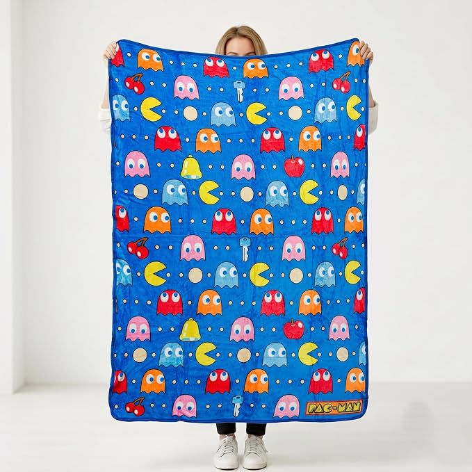 Silver Buffalo Pac-Man Game, Ghost Gang, Fleece Throw Blanket, 45x60in | Soft and Cozy, 185 GSM