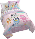 Bluey Bingo Queen Comforter Set 7 Piece Kids Bedding for Girls, Pink | Bed in a Bag, Comforter Sheets Shams Pillowcases, Official Brand, Soft Microfiber, Machine Washable, Girls Gift