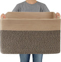 JMvicyroam 65L Large Woven Cotton Rope Blanket Basket, Jute&Black | Blanket storage for living room or bedroom use, Freestanding with reinforced handles, Entire basket is machine washable