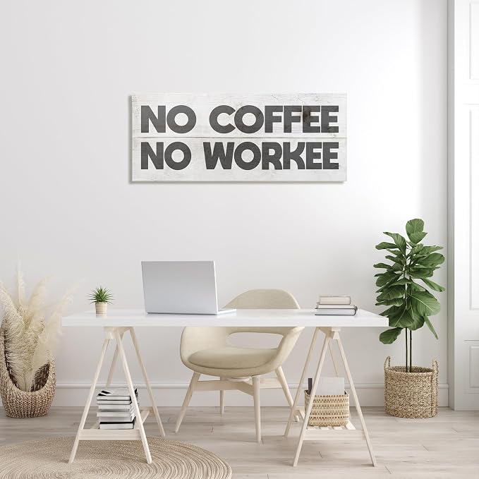 Stupell Industries 'No Coffee Funny Office Phrase'| Canvas Art | Stupell Industries | 48 x 20 Inches, Easy to Hang and Sturdy, Made in USA, by Lil' Rue