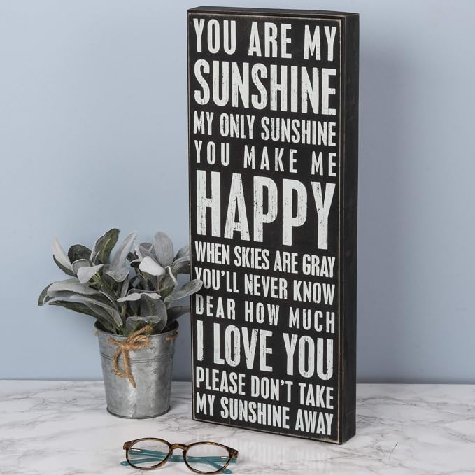 Primitives by Kathy 17420 Classic Box Sign, 8" x 20", You Are My Sunshine, Neutral