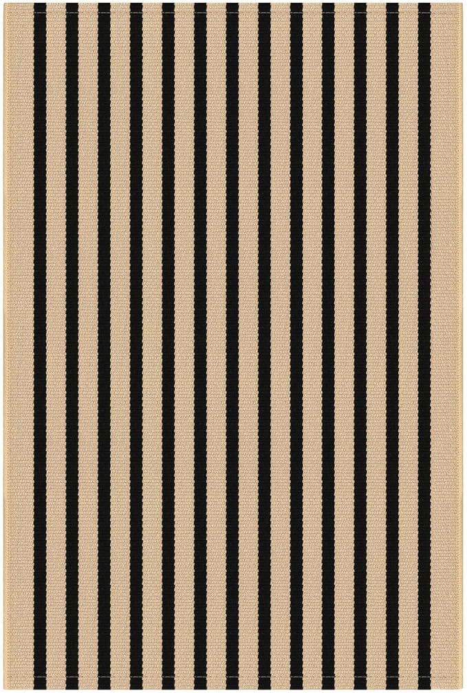 KOZYFLY 4x6 Brown and Black Striped Rug Front Door Rug Cotton Woven Washable Indoor Outdoor Rugs Entrance Layered Doormat for Front Porch Kitchen Patio Farmhouse Carpet