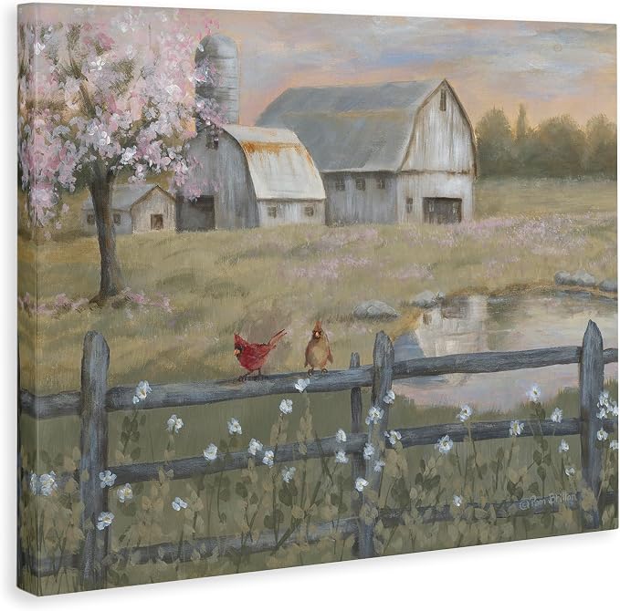 Stupell Industries 'Blossoming Trees Country Farm', Canvas Art, 40 x 30 Inches, Easy to Hang and Sturdy, Made in USA, by Pam Britton | Stupell Industries | 40 x 30 Inches, Easy to Hang and Sturdy, Made in USA, by Pam Britton