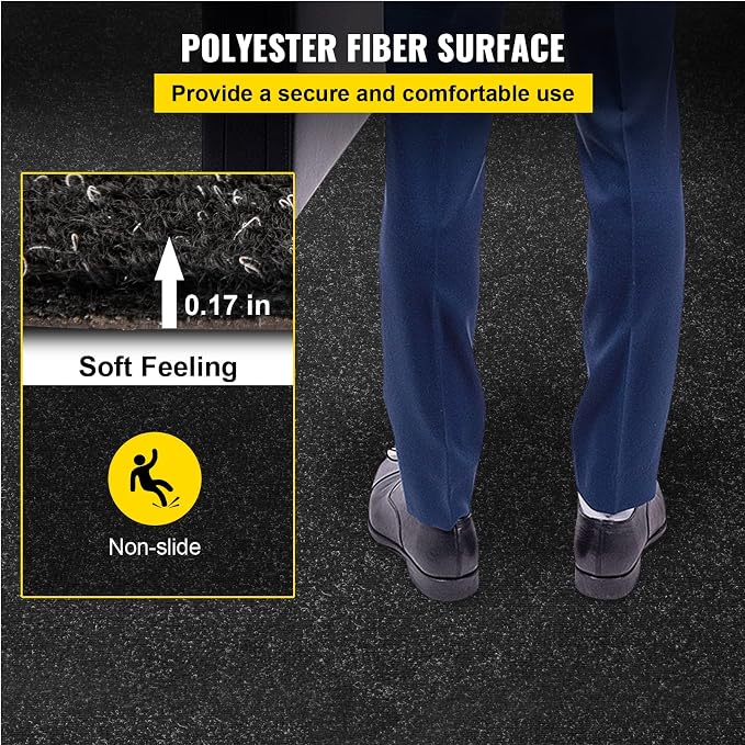 Happybuy 6 ft x 23 ft Charcoal Black Marine Carpet for Boats Waterproof - 0.18" Thick Indoor Outdoor Rug Carpet Roll for Home Patio Porch Deck